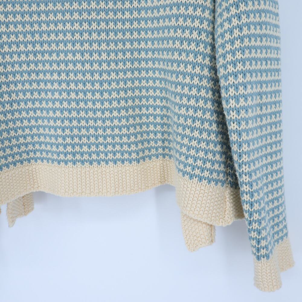 THE GREAT. Minicheck Lodge Cardigan Sweater Morning Sky Open Front Women's 0 XS - Picture 8 of 11